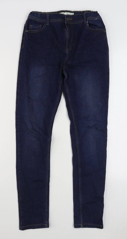 Denim & Co. Girls Blue  Cotton Skinny Jeans Size 13-14 Years  Regular Zip