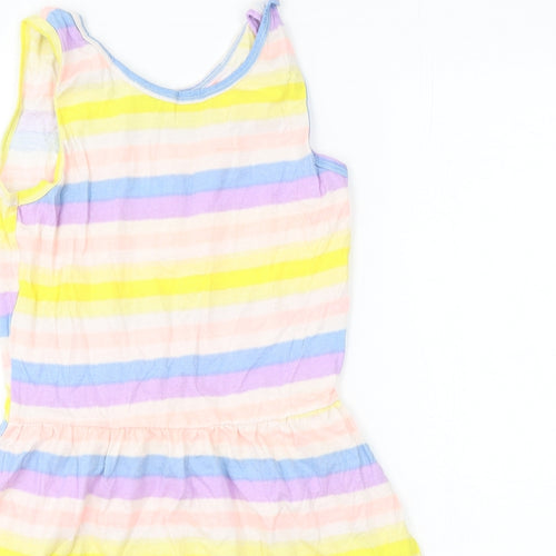 Pep & Co Girls Multicoloured Striped Cotton Fit & Flare  Size 10-11 Years  Round Neck