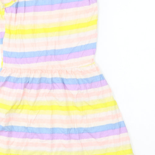Pep & Co Girls Multicoloured Striped Cotton Fit & Flare  Size 10-11 Years  Round Neck