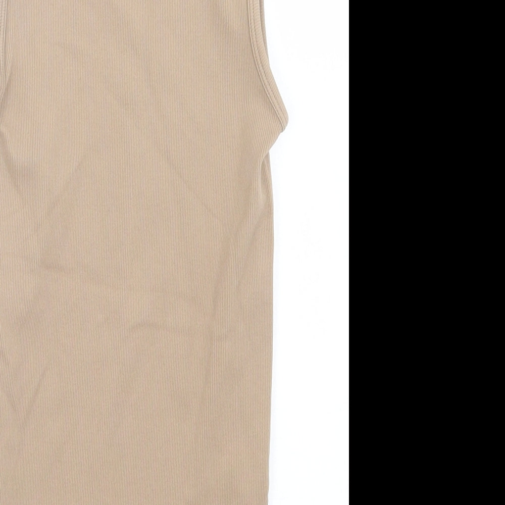 Primark Womens Beige Nylon Bodysuit One-Piece Size 2XS Button
