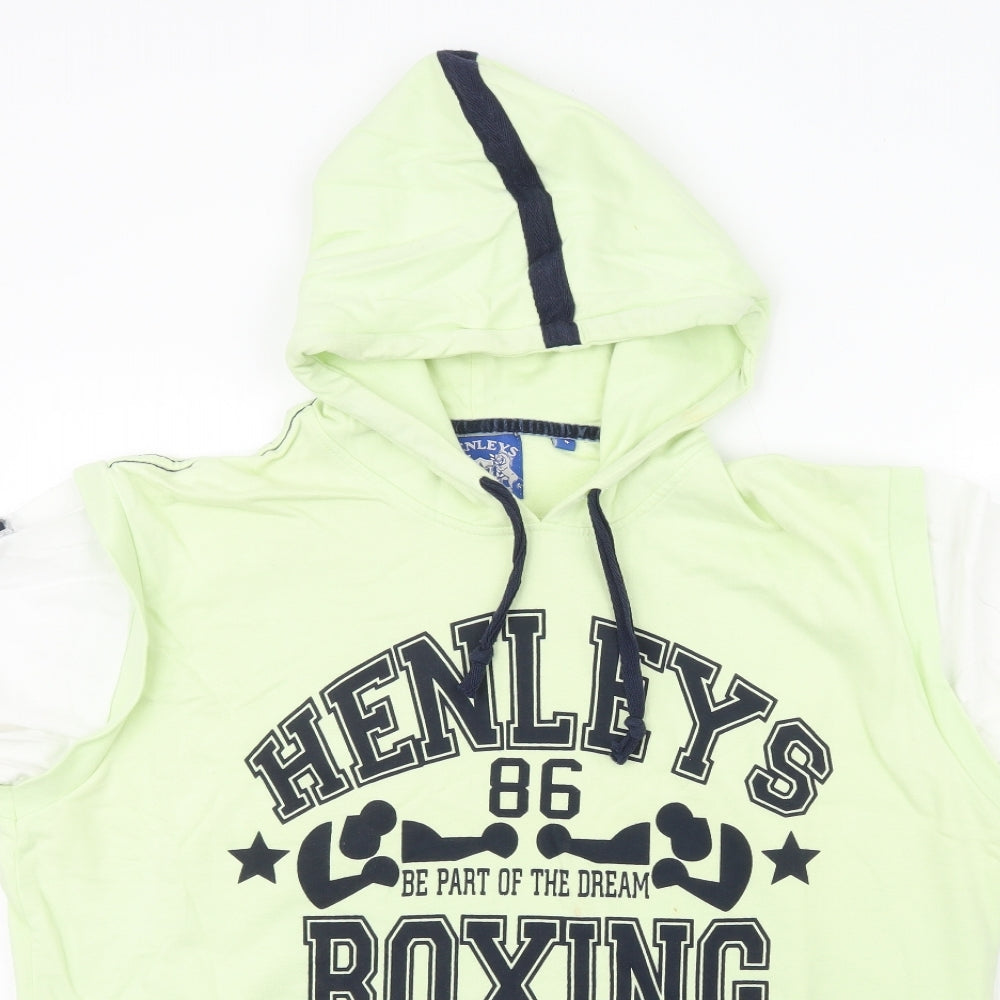 Henleys Womens Green  100% Cotton Pullover Hoodie Size 4   - Slogan