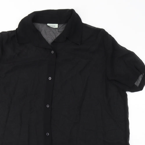 Resort Womens Black  Polyester Basic Button-Up Size 18 Collared