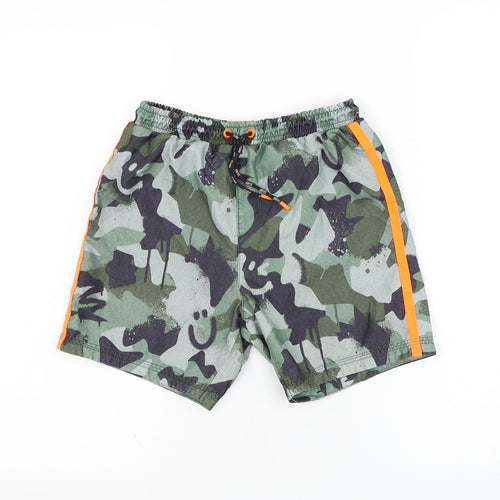F&F Boys Green Camouflage Polyester Sweat Shorts Size 9-10 Years  Regular