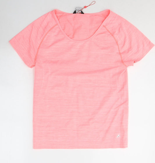 F&F Womens Pink  Polyester Basic T-Shirt Size L Scoop Neck Pullover
