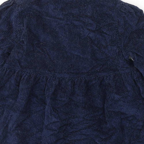 F&F Girls Blue  Cotton Jacket Dress  Size 2-3 Years  Collared Button