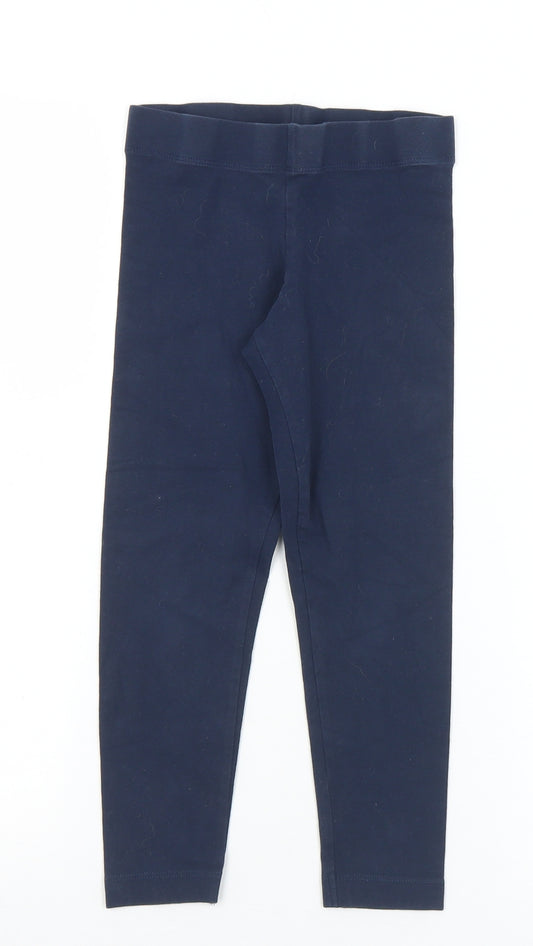 Marks and Spencer Girls Blue  Cotton Pedal Pusher Trousers Size 6-7 Years  Regular