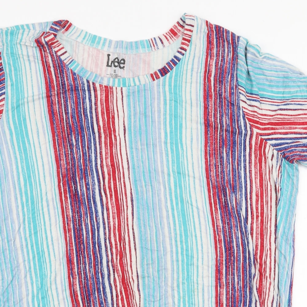 Lee  Womens Multicoloured Striped Polyester Jersey Blouse Size XL Round Neck