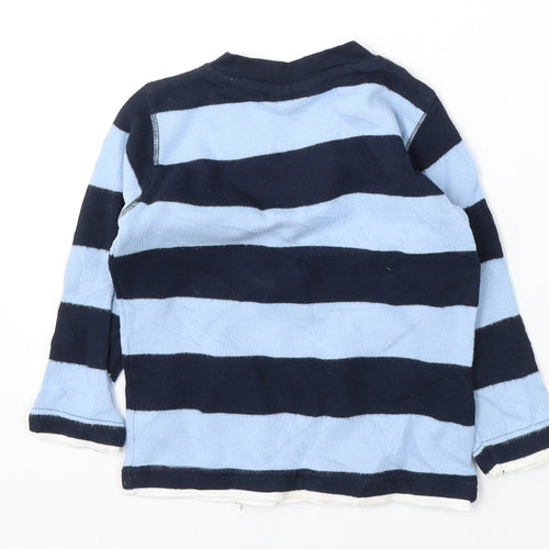 Duck&Dodge Boys Blue V-Neck Striped Cotton Pullover Jumper Size 3 Years