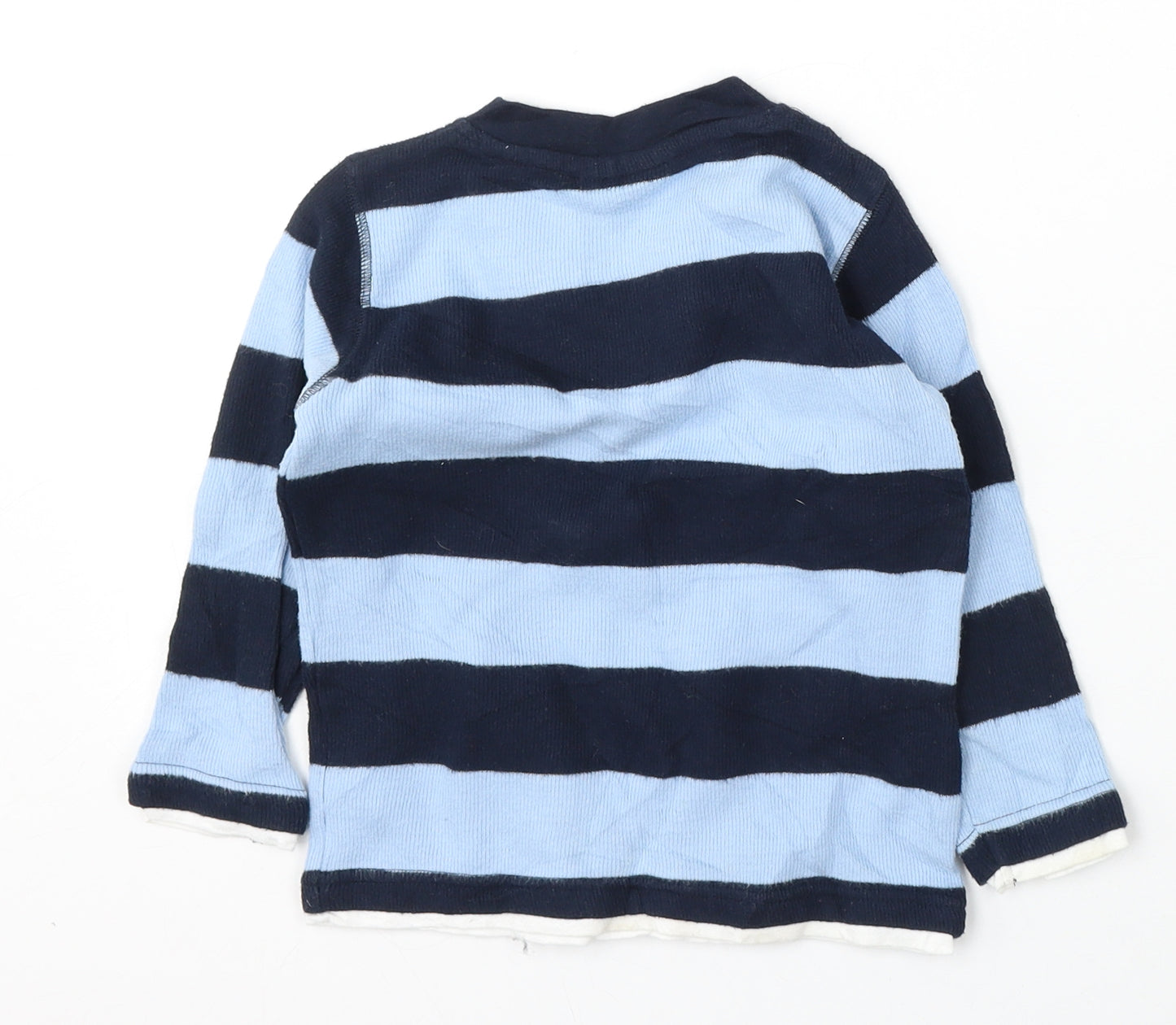 Duck&Dodge Boys Blue V-Neck Striped Cotton Pullover Jumper Size 3 Years