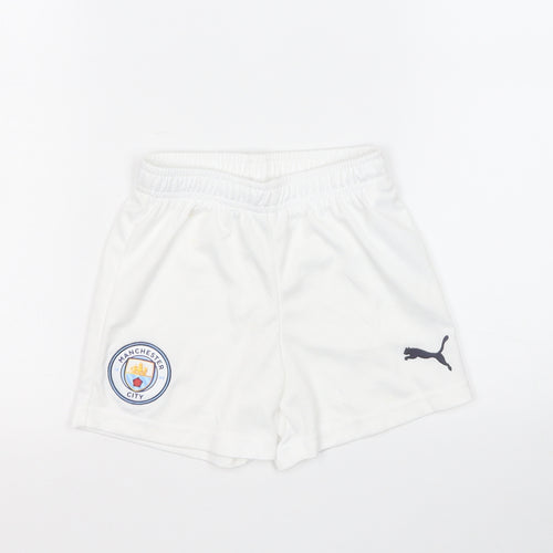 PUMA Boys White  Polyester Compression Shorts Size 3-4 Years  Regular  - Manchester City