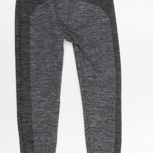 Colours Black & White Womens Grey Geometric Polyester Compression Leggings Size S L24 in Regular