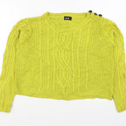 Dotti Womens Yellow Boat Neck  Acrylic Pullover Jumper Size S