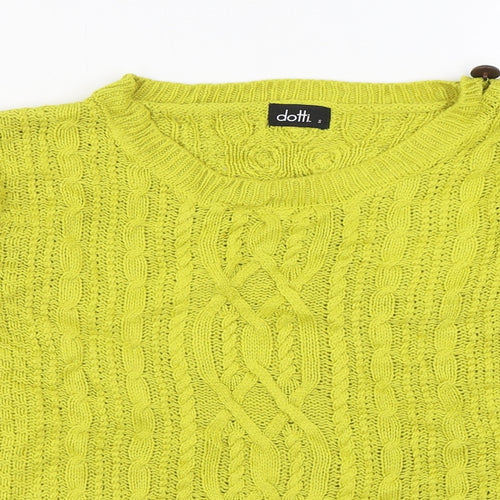 Dotti Womens Yellow Boat Neck  Acrylic Pullover Jumper Size S