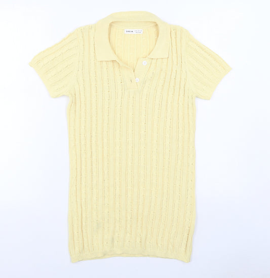 SheIn Girls Yellow  Polyester Jumper Dress  Size 11-12 Years  Collared Button
