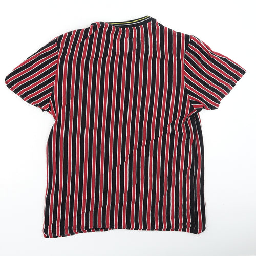 Farah Mens Red Striped Cotton  T-Shirt Size M Round Neck