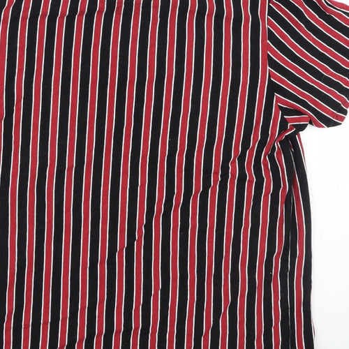 Farah Mens Red Striped Cotton  T-Shirt Size M Round Neck