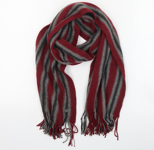 Fat Face Mens Red Striped Acrylic Scarf  One Size