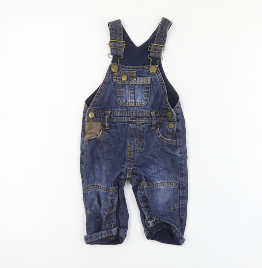 Matalan Baby Blue  Cotton Dungaree One-Piece Size 3-6 Months  Snap