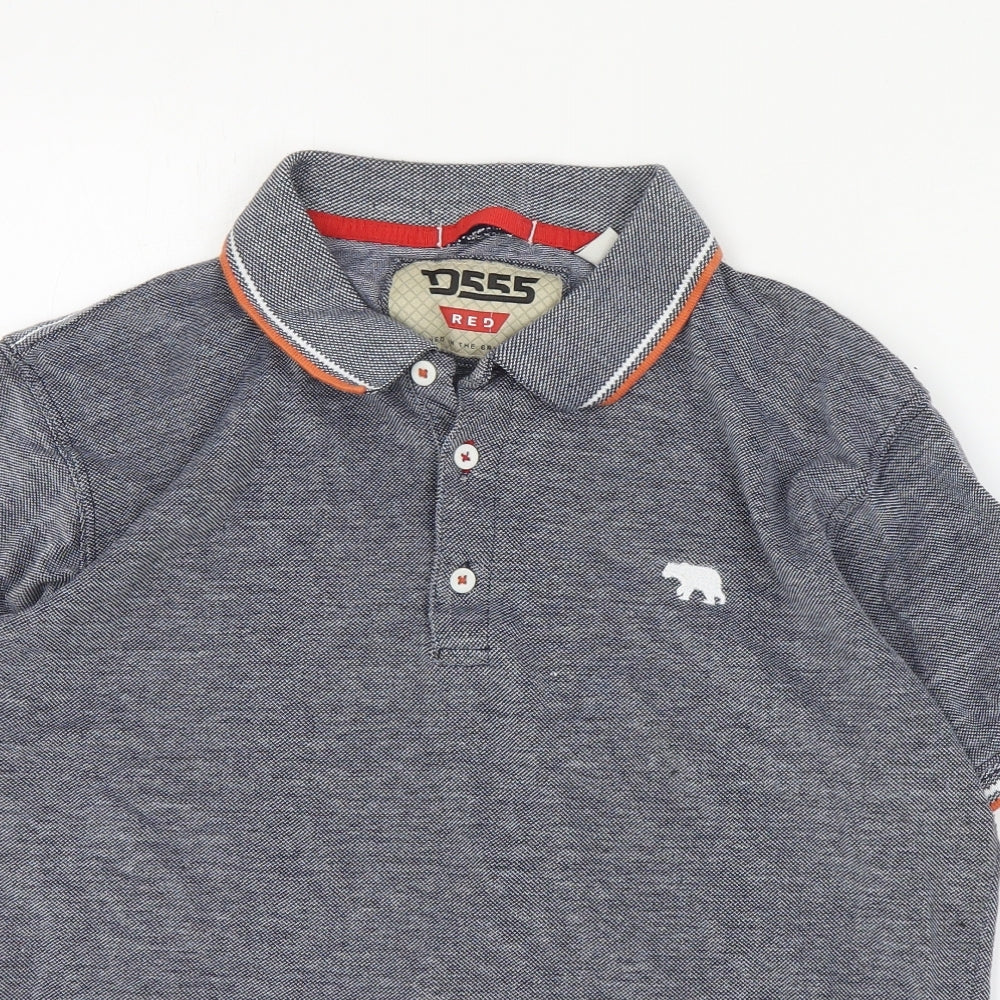 D555 Mens Grey  Cotton  Polo Size M Collared Button