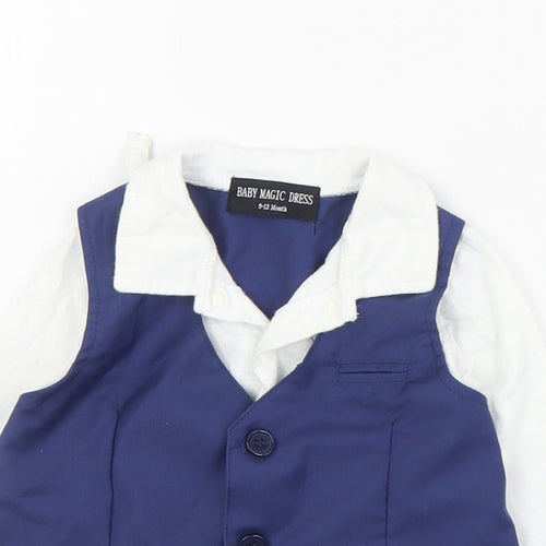 Baby Magic Dress Baby Blue  Polyacrylate Fibre Tuxedo Suit Top Size 9-12 Months