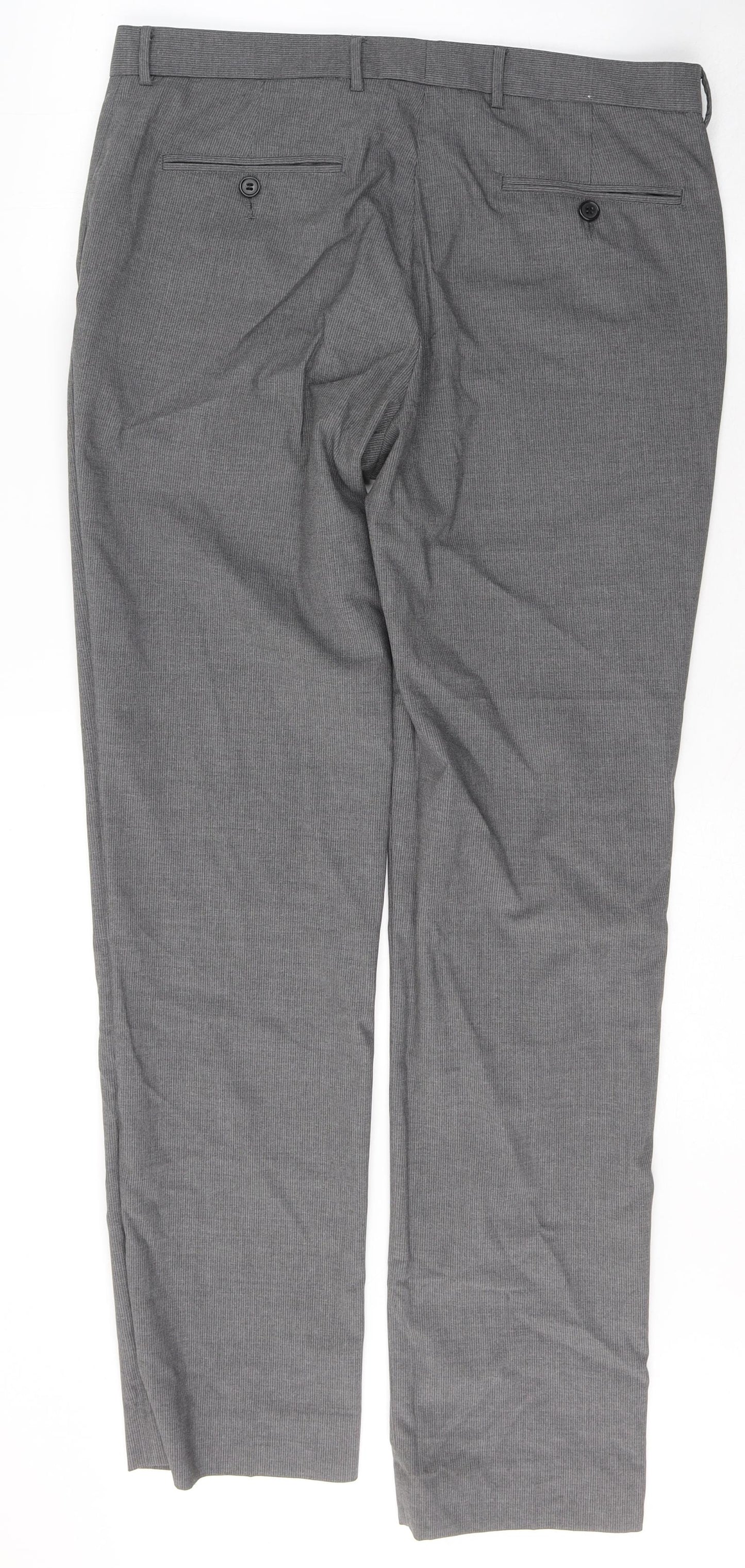 Burton Mens Grey  Polyester Trousers  Size 34 L32 in Regular Button