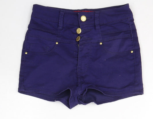 New Look Girls Blue  Cotton Hot Pants Shorts Size 12 Years  Regular Buckle