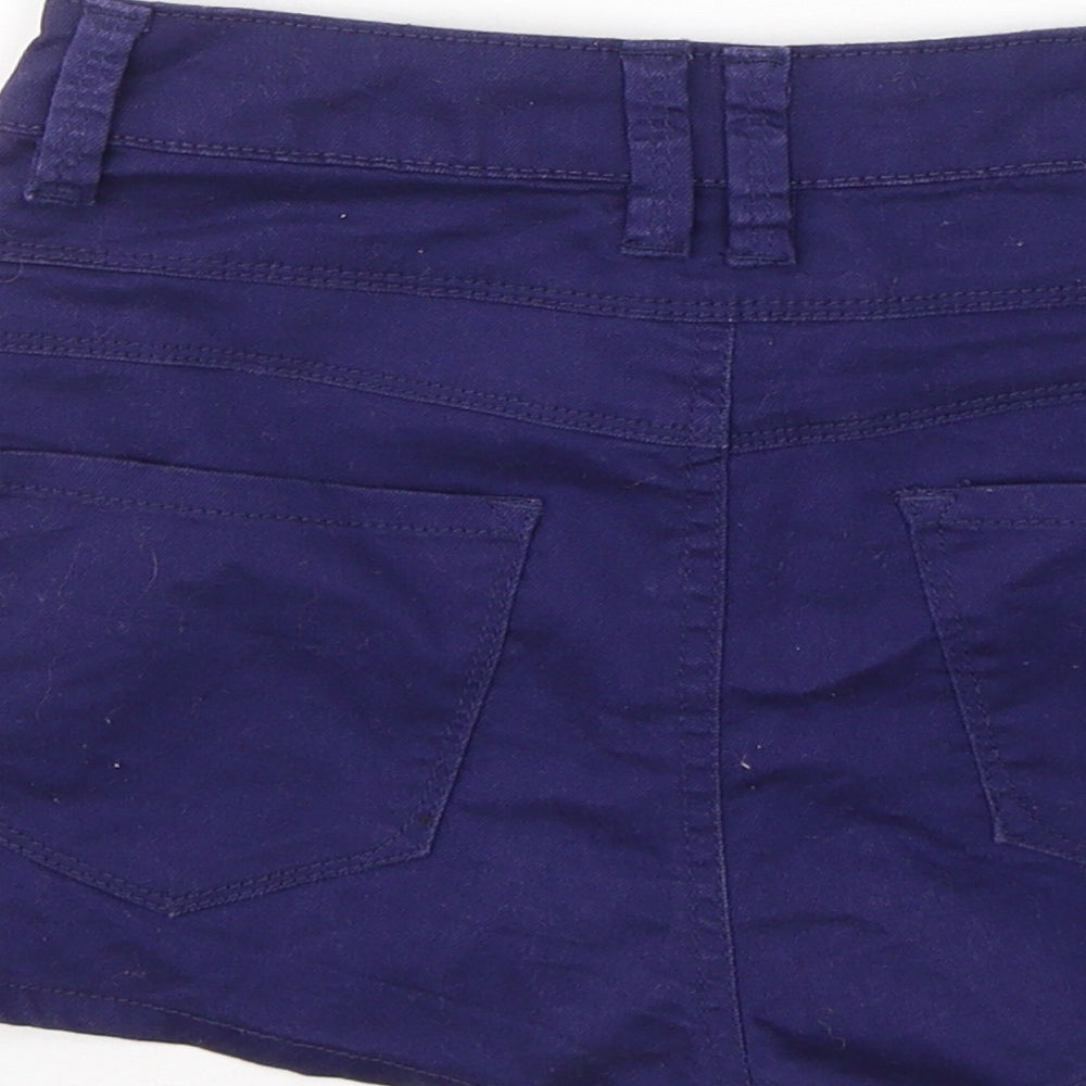 New Look Girls Blue  Cotton Hot Pants Shorts Size 12 Years  Regular Buckle