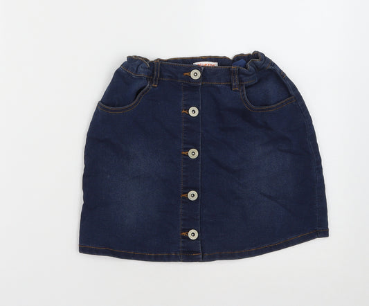 Debenhams Girls Blue  Cotton Mini Skirt Size 9 Years  Regular Button