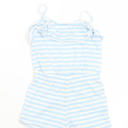 Matalan Girls Blue Striped Cotton Romper One-Piece Size 18-24 Months