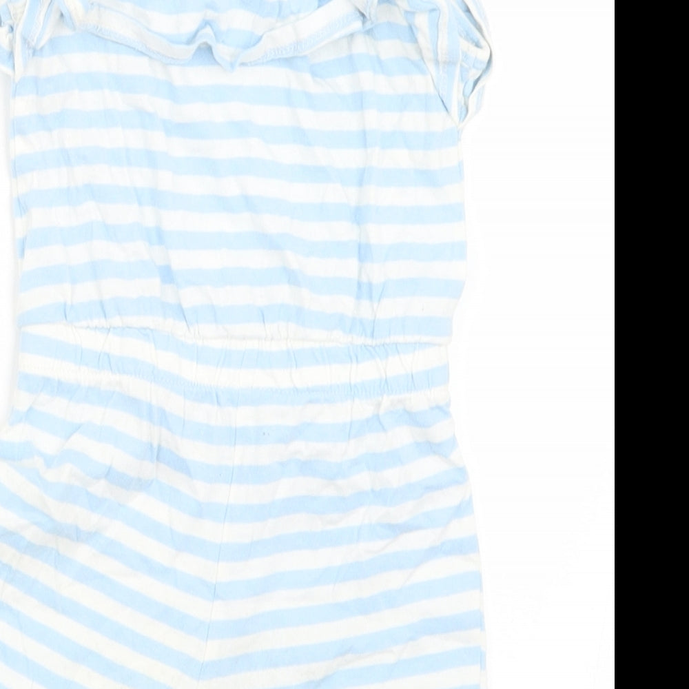 Matalan Girls Blue Striped Cotton Romper One-Piece Size 18-24 Months
