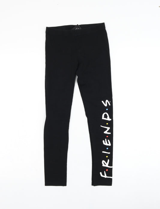 F&F Girls Black  Cotton Jogger Trousers Size 9 Years  Regular Pullover - Friends