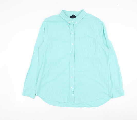 Gap Mens Blue  Cotton  Dress Shirt Size L Collared Button