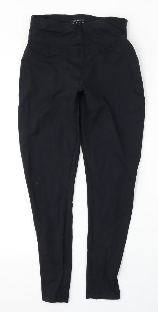 Souluxe Womens Black  Polyamide Jogger Trousers Size 10 L26 in Regular