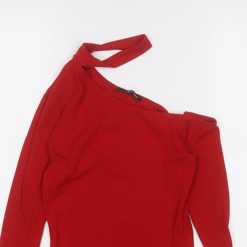 TALLY WEiJL Womens Red Round Neck  Polyester Pullover Jumper Size S