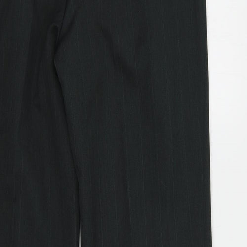 Preworn Mens Grey Striped Polyester Dress Pants Trousers Size 32 in L30 in Regular Button