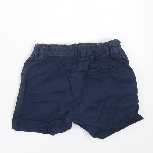 H&M Boys Blue  Cotton Chino Shorts Size 2 Years  Regular Buckle
