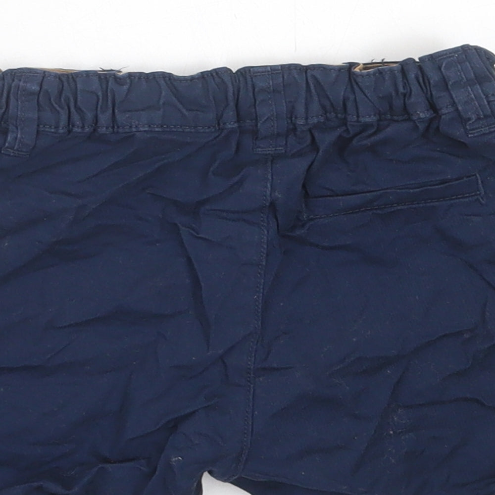 H&M Boys Blue  Cotton Chino Shorts Size 2 Years  Regular Buckle