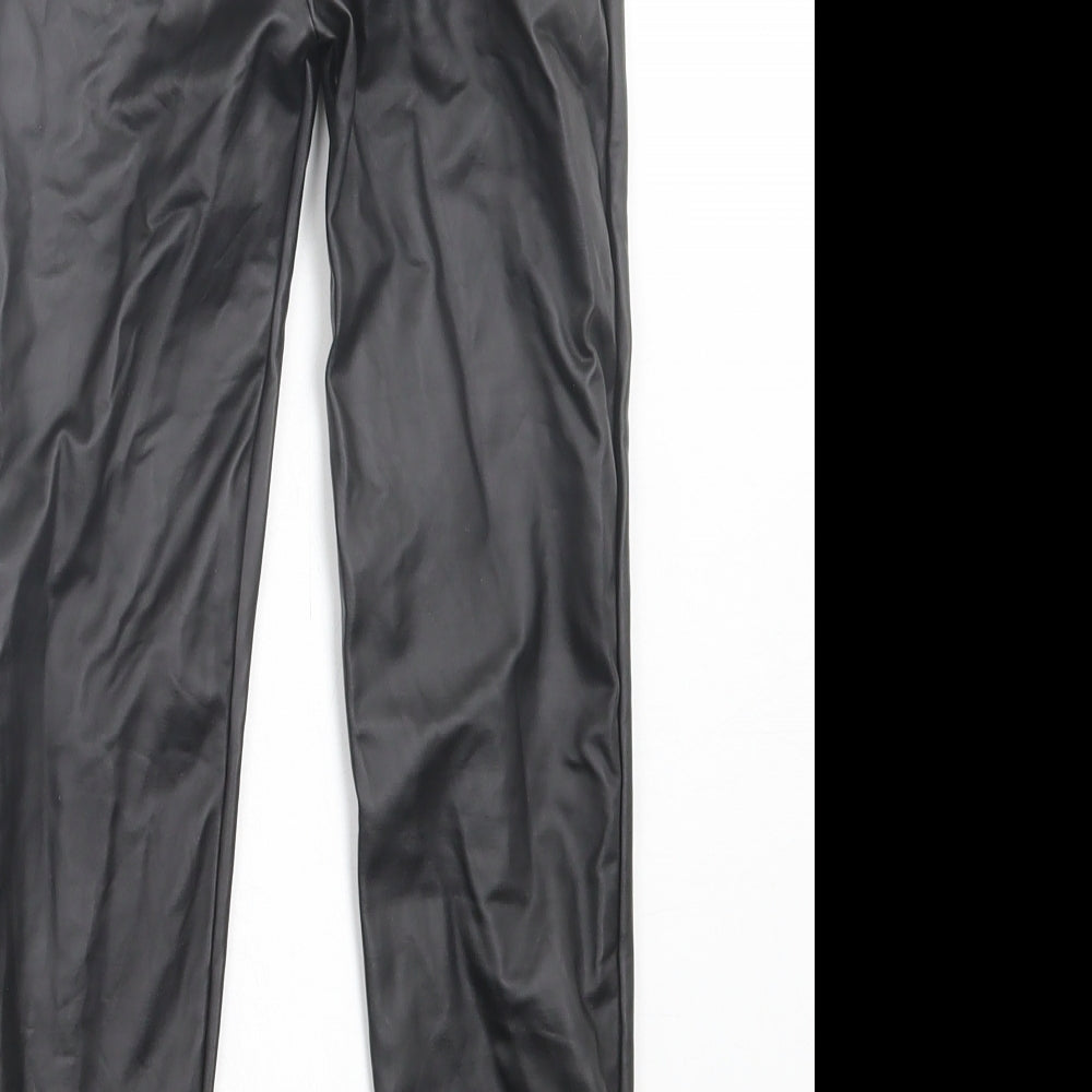 TU Girls Black  Polyurethane Capri Trousers Size 7 Years  Regular Pullover - Wet Look