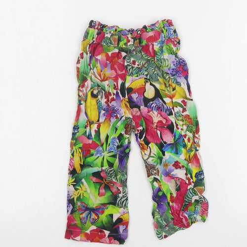 H&M Girls Multicoloured Floral Viscose Bloomer Trousers Size 2-3 Years  Regular
