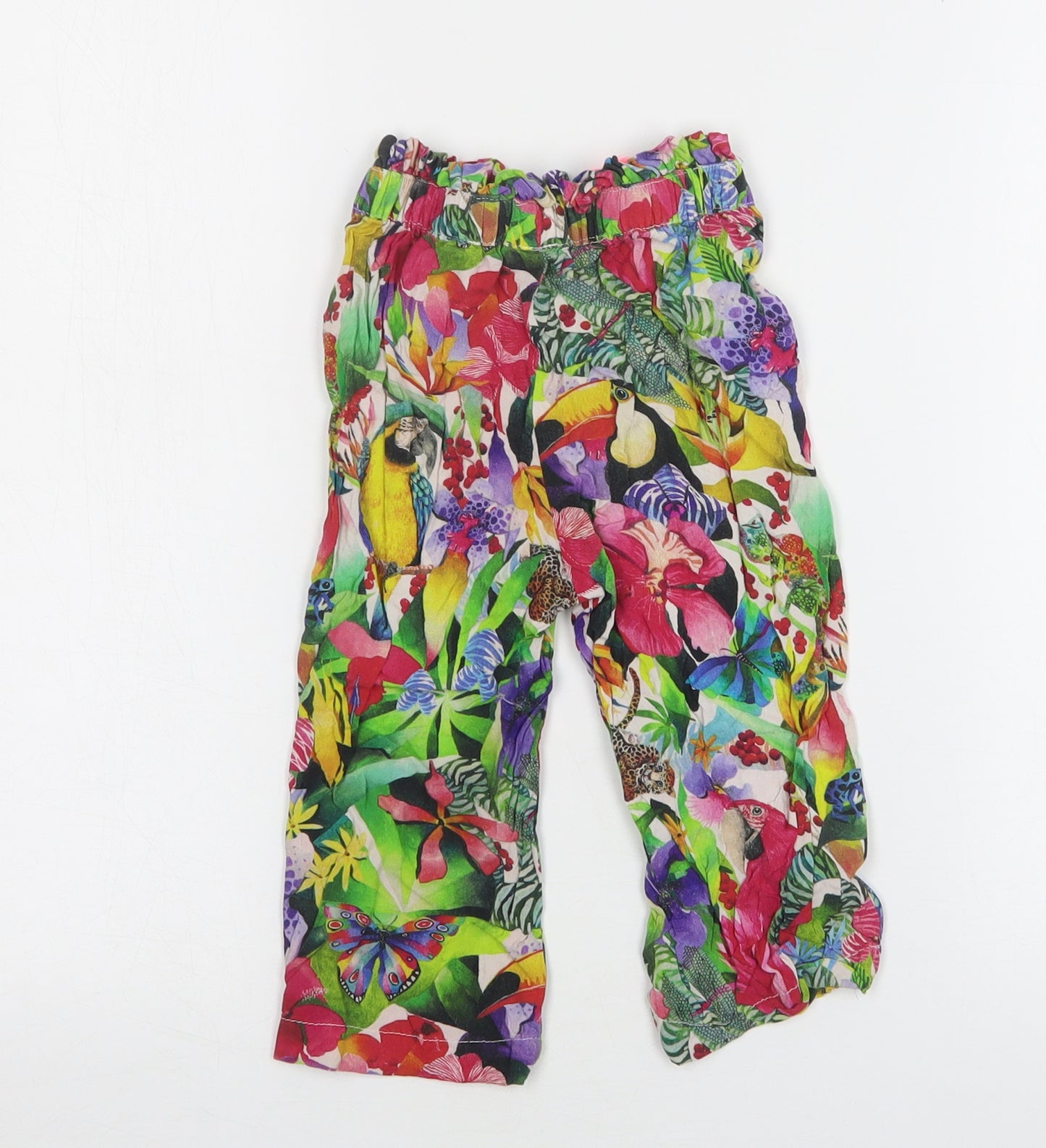 H&M Girls Multicoloured Floral Viscose Bloomer Trousers Size 2-3 Years  Regular