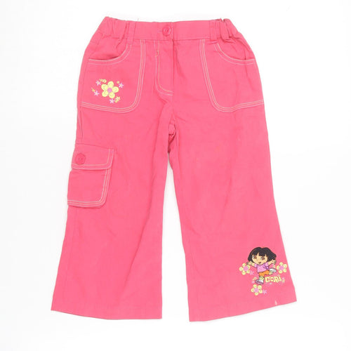 Nickelodeon Girls Pink  Cotton Cargo Trousers Size 2-3 Years  Regular  - Dora the explorer