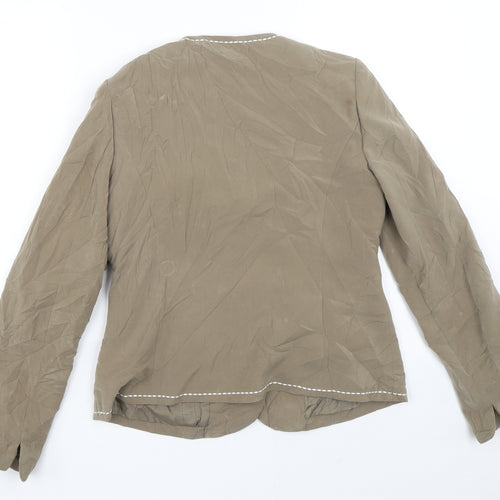 ANNE WEYBURN Womens Brown Striped  Jacket Blazer Size 10