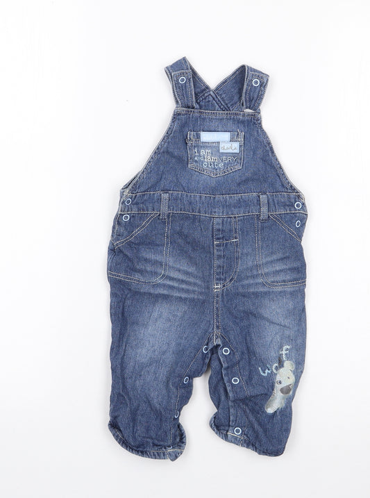 Babaluno Boys Blue  100% Cotton Dungaree One-Piece Size 3-6 Months  Snap - Dog