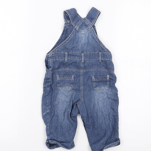 Babaluno Boys Blue  100% Cotton Dungaree One-Piece Size 3-6 Months  Snap - Dog