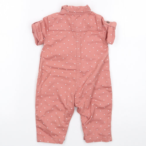 NEXT Girls Pink Polka Dot 100% Cotton Coverall One-Piece Size 3-6 Months  Snap