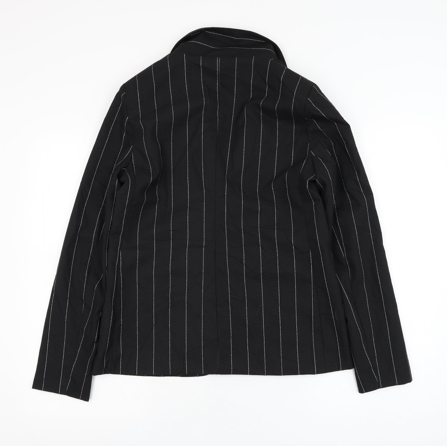 James Lakeland Womens Black Striped  Jacket Blazer Size 10  Button