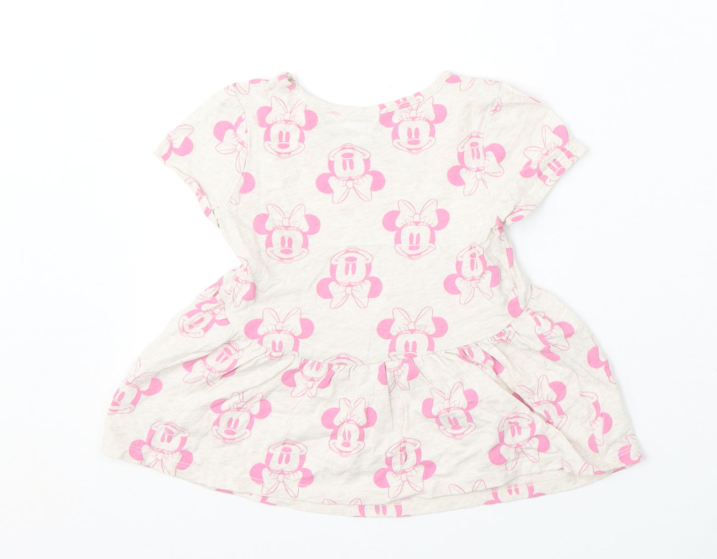 Baby GAP Girls Beige Geometric Cotton Skater Dress  Size 2 Years  Round Neck  - Disney