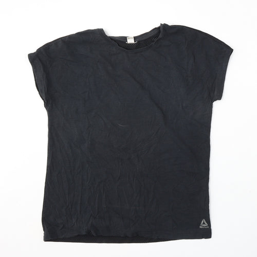 Reebok Womens Black  Polyester Basic T-Shirt Size M Round Neck