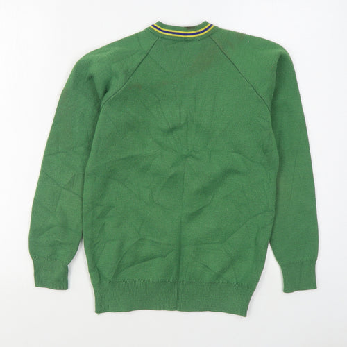 Monk House Boys Green V-Neck  Acrylic Pullover Jumper Size 9-10 Years  Pullover