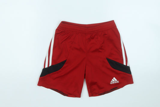 adidas Boys Red  Polyester Sweat Shorts Size S  Regular